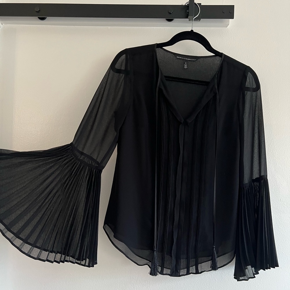 Black bell sleeve blouse